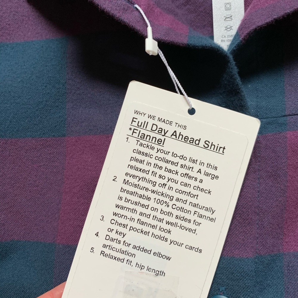 NWT Lululemon Fall Winter Plaid Flannel Button Down Shirt Top - Picture 5 of 8